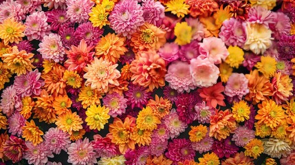 Chrysanthemum flower wall. Generative AI