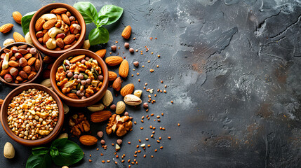 Nuts and Almonds: Vegan Dish with Copy Space
