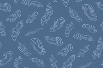 Abstract digital wave rounds seamless pattern. Monochrome blue circular shape. Futuristic linear wave.