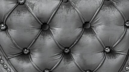 Fototapeta premium an upholstered headboard featuring luxurious textile upholstery and studded buttons, exuding timeless elegance in any bedroom setting.