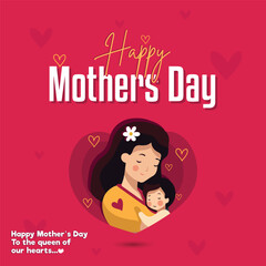 Happy Mother's Day Cute Poster Design for Social Media Vector Illustration Template