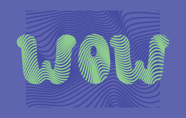 Text WOW in digital line style. Linear wave logo vector design. Word print for business, technology, line logotype.