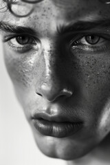 Naklejka premium Close up portrait of a beautiful young man