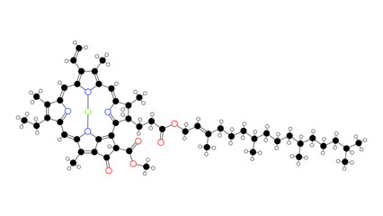 chlorophyll a molecule, structural chemical formula, ball-and-stick model, isolated image chlorophyll