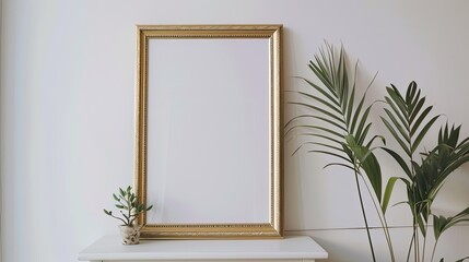 Gold frame, white background. Generative AI