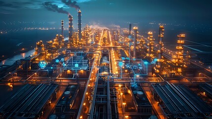 Fototapeta premium Industrial Complex: The Digital Frontier at Dusk
