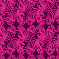 Fingerprint heart seamless pattern. Digital lines in heart shape seamless pattern. Romantic ornament. Digital grunge hearts pattern