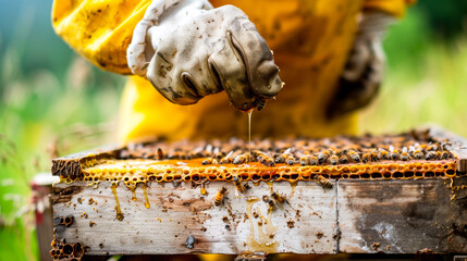 Beekeeper Extracting Honey