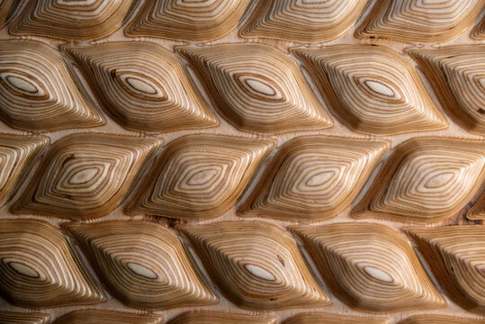 Wooden carving wavy pattern background texture