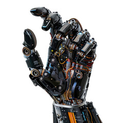 Robotic Hand Reaches isolated on a transparent background 
