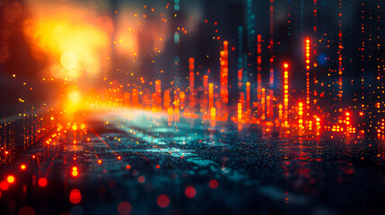 Stock Market Chart: Blue-Green Background