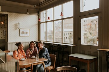 Friends hanging out at cafe