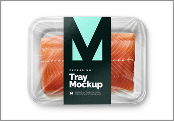 Plastic Tray Mockup - Salmon - obrazy, fototapety, plakaty