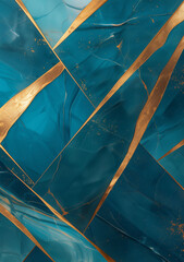 Abstract background featuring teal marble with burnt umber veins and gold herringbone patterns
