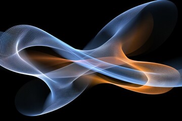 Naklejka premium Hypnotic swirls of blue and orange intertwining on a dark black canvas, creating a mesmerizing and artistic visual experience.