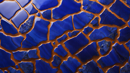 A blue and brown stone with a cracked surface