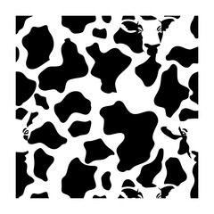 Cow skin texture, black and white spot repeated seamless pattern. Animal print dalmatian dog stains. Vector
