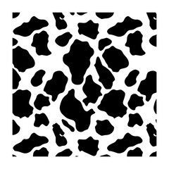 Cow skin texture, black and white spot repeated seamless pattern. Animal print dalmatian dog stains. Vector

