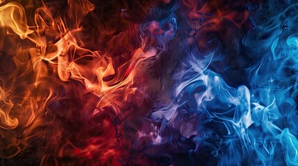 Red and blue flames. Generative AI