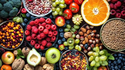 Selection of healthy superfoods. Generative AI
