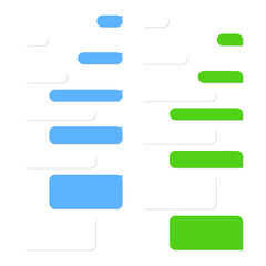 Fototapeta premium Social media chatting box. Message box text element. Speech bubble, chat, empty text bubbles, white, blue, green, label.