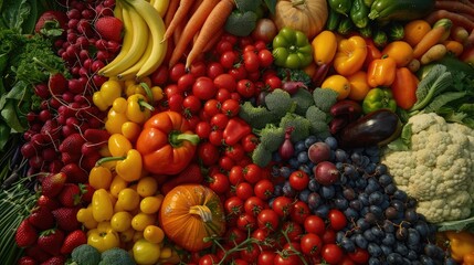 Naklejka na ściany i meble Vegetables and fruits. Generative AI