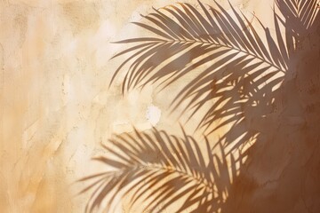 Fototapeta na wymiar A wall with a shadow of a palm tree on it