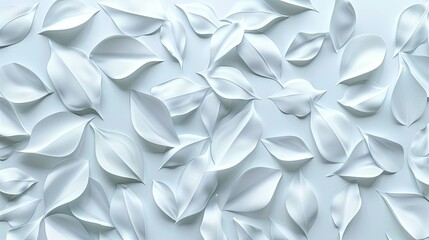 White geometric leaves texture. Generative AI