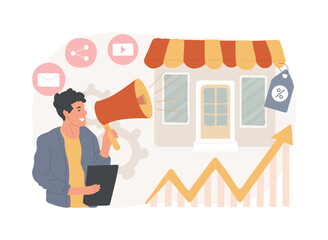 Sales promotion isolated concept vector illustration.