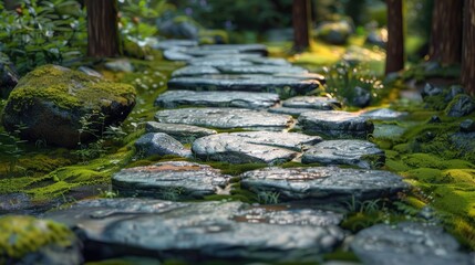Zen stone path. Generative AI