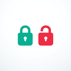Open and closed lock icons. Vector illustration