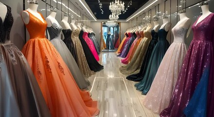 Luxury Evening Dress Boutique: Specializing in High-End Couture Fashion. Concept Glamorous Events, Couture Fashion, Luxury Evening Wear, High-End Boutique, Exclusive Collections