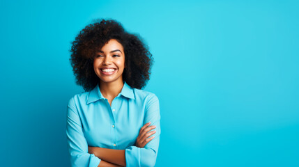 Fototapeta premium Smiling Young Black Woman in Office Environment 