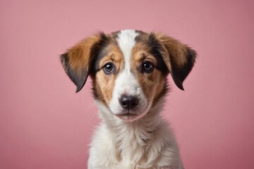 Borzoi puppy looking at camera, copy space. Studio shot.