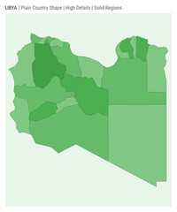 Libya plain country map. High Details. Solid Regions style. Shape of Libya. Vector illustration. - obrazy, fototapety, plakaty