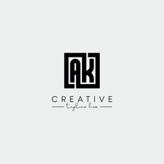 Obraz premium Abstract Minimal Letter AK KA Initial Based Stylish Monogram Logo Design Vector.