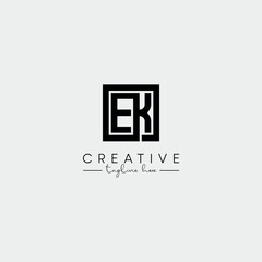 Abstract Minimal Letter EK KE Initial Based Stylish Monogram Logo Design Vector.