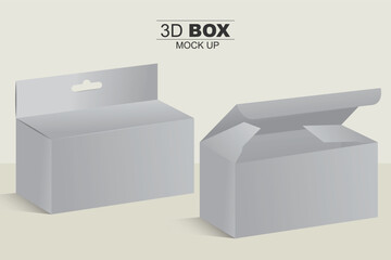 Hanging and Normal Packaging Box Mockup - White Product Package Box Illustration Isolated On Background. Vector illustration