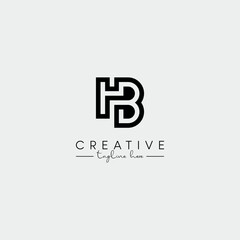 Abstract Minimal Letter HB BH Initial Based Stylish Monogram Logo Design Vector.