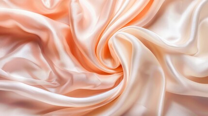 Obraz premium A delicate and smooth expanse of light peach pink silk satin fabric, exuding elegance and softness