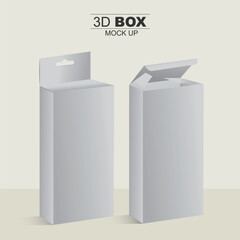 Hanging and Normal Packaging Box Mockup - White Product Package Box Illustration Isolated On Background. Vector illustration