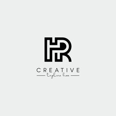 Abstract Minimal Letter HR RH Initial Based Stylish Monogram Logo Design Vector.