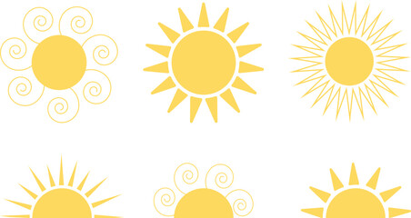 sun,yellow sunset on white background,vector illustration