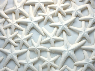 White Starfish Collection, Marine Theme, Summer Coastal Decor Background, AI Generation