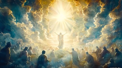 ascension day jesus poster, the day he atoned for his children's sins by ascending to heaven