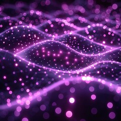 Fototapeta premium A journey through a sea of digital particles. The particles are like stars, and the waves are like the waves of the ocean. The colors are vibrant and the scene is very beautiful.