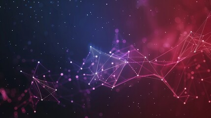 abstract background features a dark, low poly space with connecting dots and lines