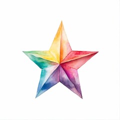 Cosmic Star Ornament on white and transparent background. a rainbow star. white background, 3d style