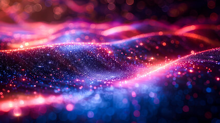 Futuristic Neon Line Technology on Galaxy-Themed Backdrop
