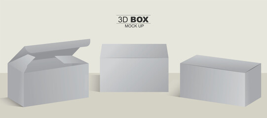 Boxes mockups, open and closed boxes vector illustration Product Package Box